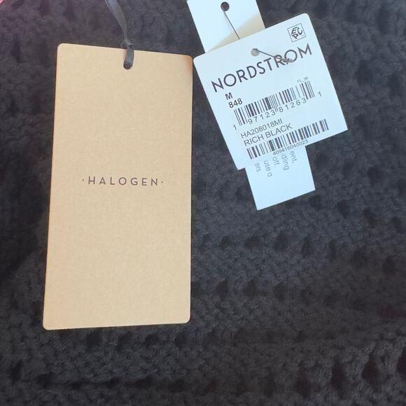 New HALOGEN Rich Black Pull Over Open Knit Sleeveless Sweater Vest Women's Sz M - Picture 4 of 8